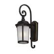 Maxim Lighting Dover LED Outdoor Sconce in bronze finish, featuring a sleek aluminum frame with a modern design, illuminating a soft, warm glow.