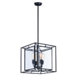 Maxim Lighting Era Square Pendant in Black finish, featuring a sleek steel frame with clear glass panels, hanging elegantly from the ceiling.