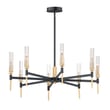 Maxim Lighting Flambeau Chandelier in Black with Antique Brass finish, featuring a Steel and Glass design with elegant, modern lines.
