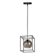 Maxim Lighting Fluid Square Pendant in Black with Polished Chrome finish, featuring a sleek steel and glass design, hangs elegantly from the ceiling.