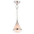 Maxim Lighting Giza Pendant in polished nickel finish, featuring a sleek steel frame and clear glass panels, elegantly hanging from the ceiling.