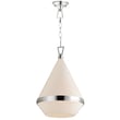 Maxim Lighting Giza Pendant in Polished Nickel finish, featuring a sleek steel frame and clear glass shade, elegantly hanging from the ceiling.