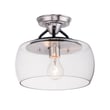Maxim Lighting Goblet Semi Flush Mount in Black with Satin Nickel finish, featuring a steel frame and glass shade, elegantly illuminates the space.