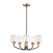 Maxim Lighting Goblet Chandelier with a Bronze and Antique Brass finish, featuring steel and glass elements, elegantly hanging in a modern interior.
