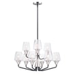 Maxim Lighting Goblet Chandelier in Black with Satin Nickel finish, featuring steel frame and glass shades, elegantly hanging from the ceiling.