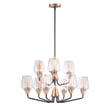 Maxim Lighting Goblet Chandelier with a Bronze and Antique Brass finish, featuring steel and glass construction, elegantly hanging in a modern interior.