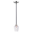 Maxim Lighting Goblet Mini Pendant in Black with Satin Nickel finish, featuring a sleek steel frame and elegant glass shade.