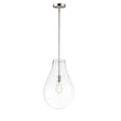 Maxim Lighting Gourd Pendant in Satin Nickel finish, featuring a sleek steel and glass design, elegantly hanging from the ceiling.
