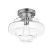 Maxim Lighting Harbor Semi Flush Ceiling Light in Satin Nickel finish, featuring a steel frame with a frosted glass shade, mounted on a ceiling.