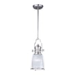 Maxim Lighting Hi-Bay Clear Pendant with a Satin Nickel finish, featuring a Steel frame and Glass shade, hanging elegantly from the ceiling.