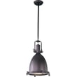 Maxim Lighting Hi-Bay Frosted Pendant with a bronze finish, featuring a steel frame and frosted glass shade, hanging elegantly from the ceiling.
