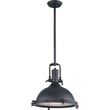 Maxim Lighting Hi-Bay Frosted Pendant with steel construction and bronze finish, featuring a frosted glass shade, hanging in a modern interior setting.