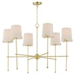 Huntington Chandelier by Maxim Lighting in Satin Brass finish, featuring a modern design with steel and glass elements, elegantly suspended from the ceiling.