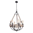 Maxim Lighting Lodge Chandelier in Weathered Oak with Bronze finish, featuring a rustic wood and steel design with multiple candle-style lights.