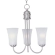 Maxim Lighting Logan Chandelier with a sleek Satin Nickel finish, featuring a modern design with steel and glass elements, elegantly illuminating the space.