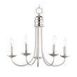 Maxim Lighting Logan Candle Chandelier in Satin Nickel finish, featuring a steel frame with elegant candle-style lights and a modern, sophisticated design.