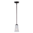 Maxim Lighting Logan Mini Pendant in Oil Rubbed Bronze finish, featuring a sleek Steel frame with a Glass shade, elegantly suspended for modern decor.