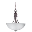 Maxim Lighting Logan Bowl Pendant in Oil Rubbed Bronze finish, featuring a sleek steel frame and glass shade, elegantly suspended for modern illumination.