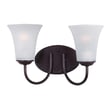 Maxim Lighting Logan Bathroom Vanity Light with Oil Rubbed Bronze finish, featuring steel and glass construction, elegantly illuminates a modern bathroom.