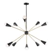 Maxim Lighting Lovell 10-Light Pendant featuring a black with satin brass finish, crafted from steel, elegantly hanging from the ceiling.