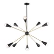 Maxim Lighting Lovell 10-Light Pendant featuring a Steel frame in Black with Satin Brass accents, elegantly hanging from the ceiling.
