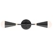 Maxim Lighting Lovell 2-Light Wall Sconce in Black with Satin Brass finish, featuring a sleek steel design with two elegant light fixtures.