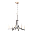 Maxim Lighting Lyndon Chandelier in Bronze with Antique Brass finish, featuring a steel frame and elegant design, hanging in a modern interior.