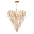 Majestic Chandelier by Maxim Lighting: Elegant steel and glass design with a gold leaf finish, featuring cascading crystal accents and intricate detailing.