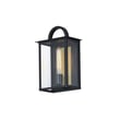 Maxim Lighting Manchester Outdoor Wall Sconce in Black Aluminum finish, featuring a classic lantern design with clear glass panels for outdoor illumination.