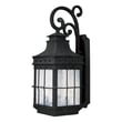 Maxim Lighting Nantucket Outdoor Wall Light in Country Forge finish, featuring a steel and glass design, mounted on an exterior wall.