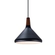 Maxim Lighting Nordic Cone Pendant in Walnut with Black finish, featuring an Aluminum structure, hanging elegantly against a neutral background.