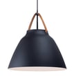 Maxim Lighting Nordic Pendant in Aluminum finish, featuring a sleek design with Tan Leather and Black accents, hanging elegantly in a modern setting.