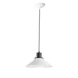 Maxim Lighting Oslo Pendant in Black with White finish, featuring a sleek Aluminum design, hanging elegantly from the ceiling.