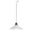 Maxim Lighting Oslo Pendant in Aluminum, featuring a sleek Black with White finish, hangs elegantly, showcasing modern design and style.