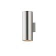 Maxim Lighting Outpost Outdoor Wall Sconce in Brushed Aluminum finish, featuring a sleek, modern design with a cylindrical shape and clear glass panels.