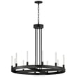 Maxim Lighting Ovation Chandelier with a sleek Black finish and Aluminum construction, featuring elegant curved arms and modern bulb design.