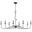 Padrona Chandelier by Maxim Lighting in Black Oxide finish, featuring an elegant iron frame with multiple candle-style lights arranged in a circular design.