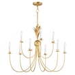 Maxim Lighting Paloma Chandelier in Gold Leaf finish, featuring a modern design with steel frame and multiple curved arms holding elegant light fixtures.