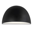 Maxim Lighting Pathfinder 120V LED Outdoor Wall Sconce in Black Aluminum finish, mounted on a wall, emitting a warm glow.