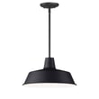 Maxim Lighting Pier M Outdoor Pendant in Black finish, featuring a sleek steel frame with a modern design, hanging elegantly against a neutral background.