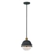Maxim Lighting Portside Outdoor Pendant in Oil Rubbed Bronze with Brass finish, crafted from Aluminum, hanging against a neutral background.
