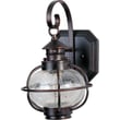 Maxim Lighting Portsmouth Outdoor Wall Mount in Oil Rubbed Bronze finish, featuring an elegant aluminum frame with a classic lantern design.