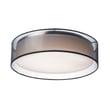 Maxim Lighting Prime LED Flush Mount with Black Organza finish, featuring a sleek steel frame and acrylic diffuser, complemented by fabric accents.