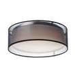 Maxim Lighting Prime LED Flush Mount with Black Organza finish, featuring a sleek steel frame and acrylic diffuser, complemented by fabric accents.