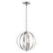 Maxim Lighting Provident Orb Chandelier in a Satin Nickel finish, featuring a sleek, spherical design with steel accents and multiple light fixtures.