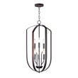 Maxim Lighting Provident Tall Chandelier in Oil Rubbed Bronze finish, featuring a sleek steel frame with multiple hanging lights.