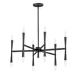 Maxim Lighting Rome Chandelier in Black Steel, featuring an elegant design with multiple curved arms and candle-style lights, perfect for modern interiors.