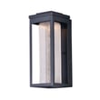 Maxim Lighting Salon Outdoor Wall Light in Black finish, featuring a sleek aluminum frame with a modern design, mounted on an exterior wall.