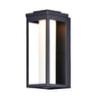 Maxim Lighting Salon Outdoor Wall Light in Black finish, featuring a sleek Aluminum frame with a modern design, mounted on an exterior wall.