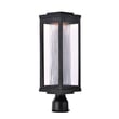 Maxim Lighting Salon LED Outdoor Pole/Post Mount in Black finish, featuring a sleek Aluminum frame with a modern design, illuminating a garden pathway.